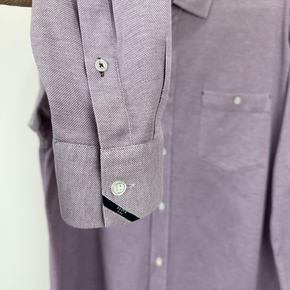 Ted Baker Broader Button Up Shirt Mens Size 5 US XL Purple Slim Fit Jersey. - Picture 7 of 9